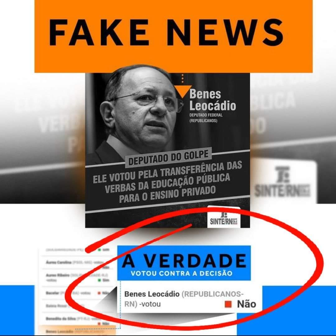 Deputado Benes desmente FAKE NEWS Não é verdade a informação que votei