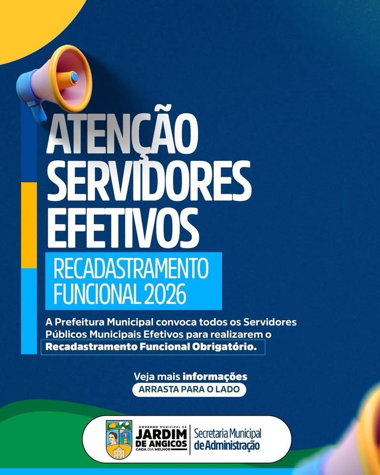 Prefeitura Municipal de Jardim de Angicos convoca todos os servidores efetivos para recadastramento
