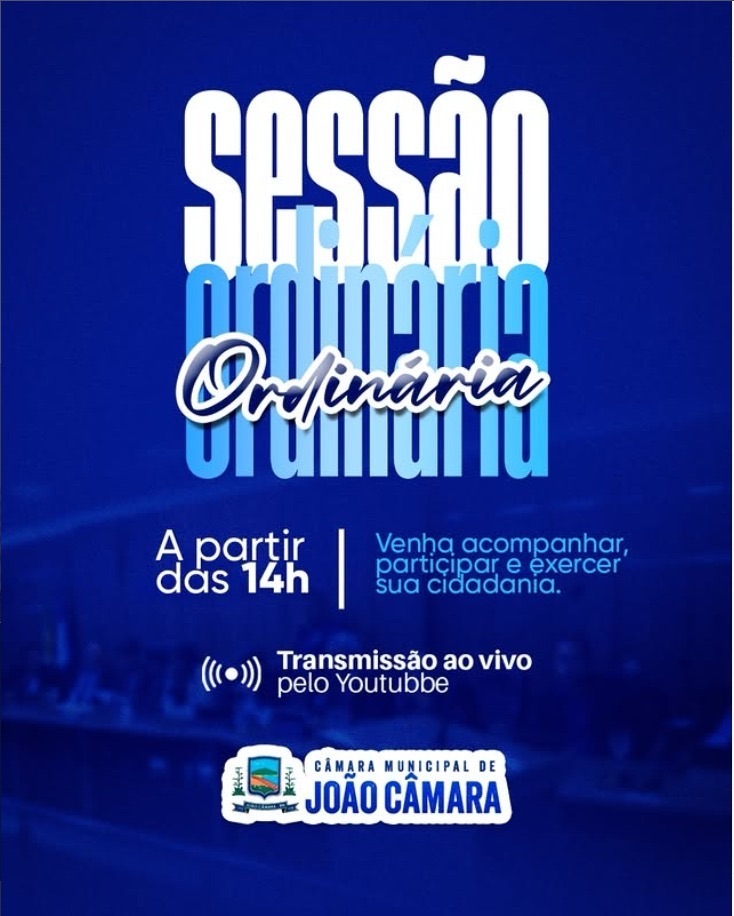 Acompanhe sessão ordinária da Câmara Municipal de João Câmara (18/05/26)