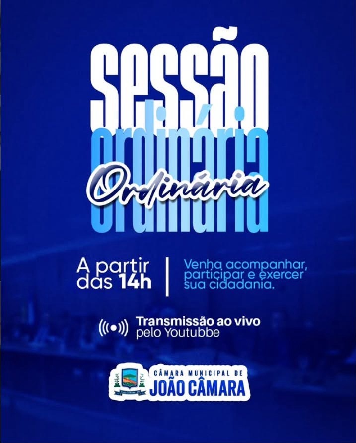 Nesta segunda-feira (10/08) tem Sessão Ordinária na Câmara Municipal de João Câmara