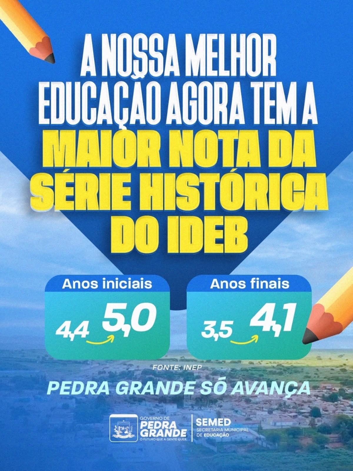 Pedra Grande alcança marca histórica e celebra os melhores índices da educação já registrados no município