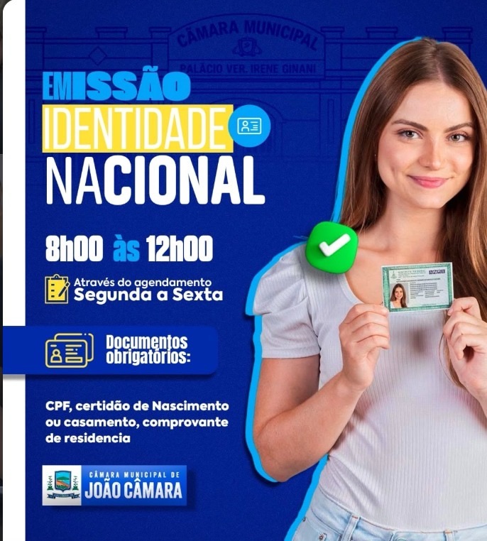 Câmara Municipal de João Câmara: Agendamentos abertos para emissão da nova Carteira de Identidade!