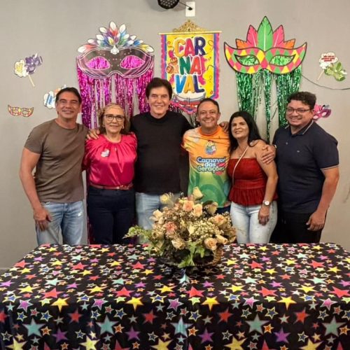 Prefeito Lula e pré-candidato a deputado estadual, Gustavo Soares, recepcionam Robinson Faria e Zenaide na abertura do Carnaval de Assú