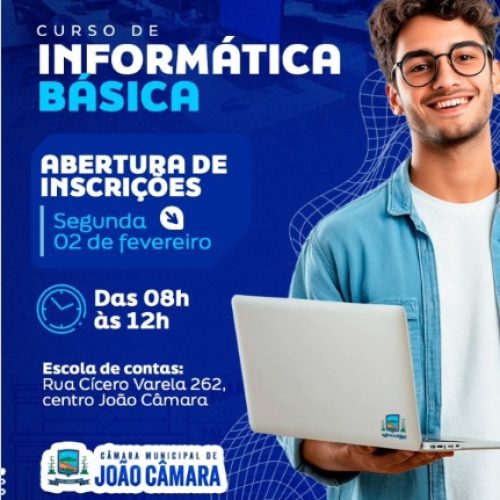 Câmara de João Câmara abre inscrições para curso de Informática Básica