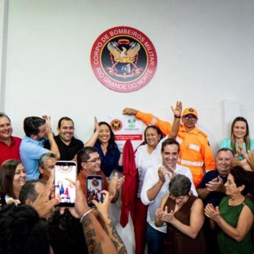 Prefeita Aize Bezerra inaugura sede do Corpo de Bombeiros Militar em João Câmara ao lado da governadora Fátima Bezerra