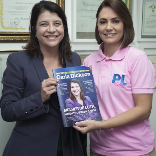 Michelle Bolsonaro recebe Carla Dickson no PL Mulher após filiação ao partido
