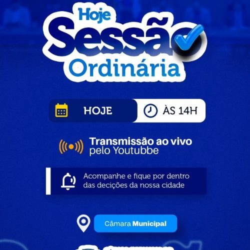 Nesta segunda-feira (23), tem Sessão Ordinária da Câmara Municipal de João Câmara/RN
