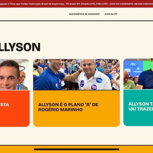 www.allysonderobinson.com fica no ar, determina Justiça Eleitoral