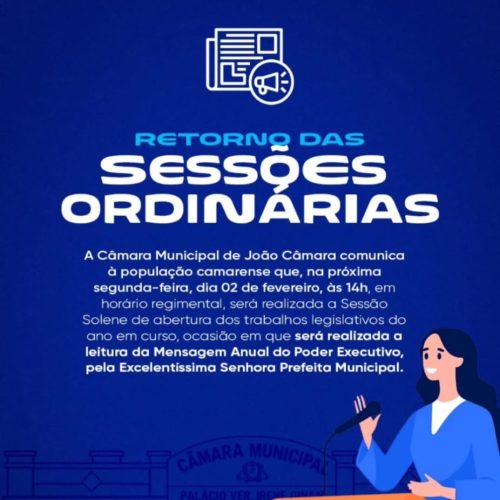 Câmara Municipal de João Câmara retoma sessões ordinárias na segunda-feira, 02 de fevereiro