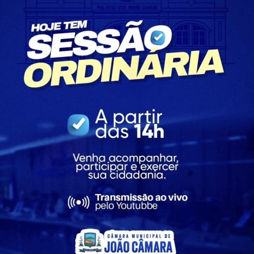Câmara Municipal de João Câmara realiza sessão ordinária nesta segunda-feira, 16, a partir das 14h