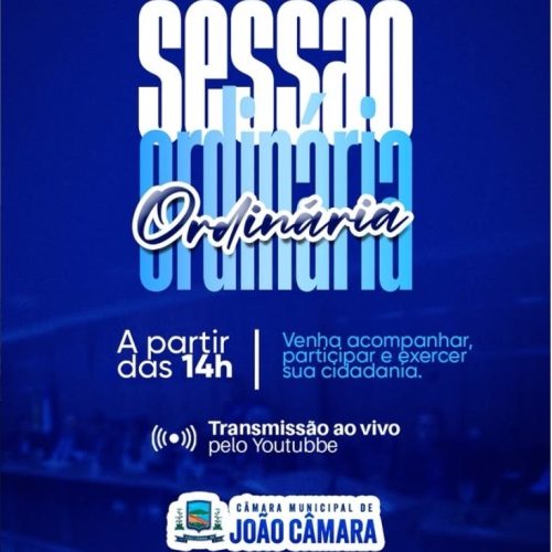 Acompanhe sessão ordinária da Câmara Municipal de João Câmara (18/05/26)