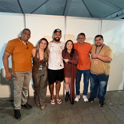 Jogador Dalberto prestigia o São João Câmara, e faz registro com prefeita Aize Bezerra e secretário Agamenon Mendes