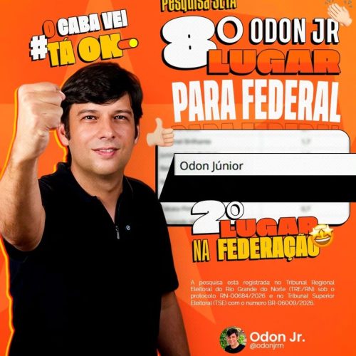 Pesquisa SETA/BLOG do Barreto aponta Odon Jr em 8° para Deputado Federal e 2° da Federação