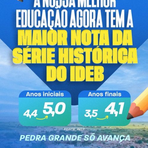 Pedra Grande alcança marca histórica e celebra os melhores índices da educação já registrados no município
